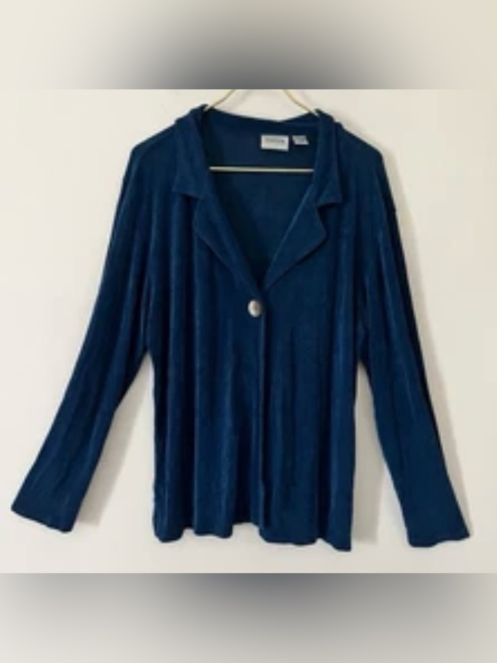 Chico’s Travelers Women’s One Button Knit  Blazer Teal Size 3 XL 16 Work Travel